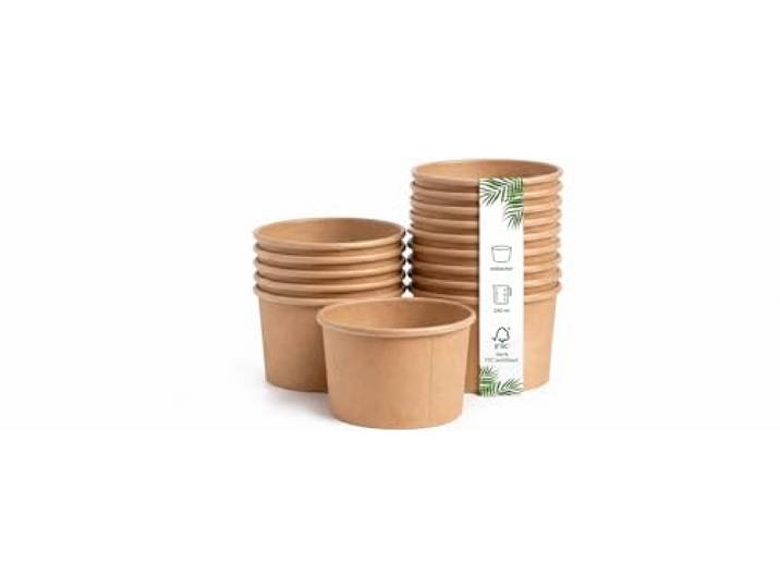 DeinPack 1000 Eisbecher 240 ml Universal Karton braun unbedruckt rund Umweltfreundlich, Universal Karton, Für Eis, Dessert, Fingerfood, Vorspeisen, Snacks, Braun unbedruckt, Rund