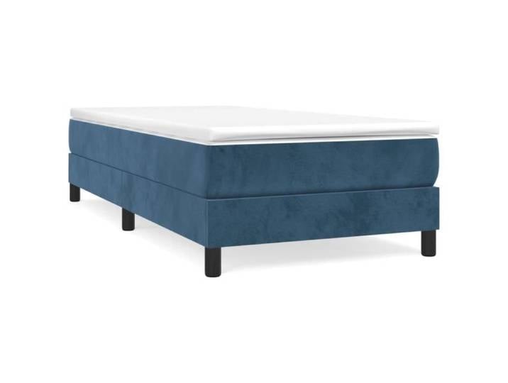 Sommier tapissier - AKOZON - 90x200 cm - A ressorts - Velours doux - Bleu foncé