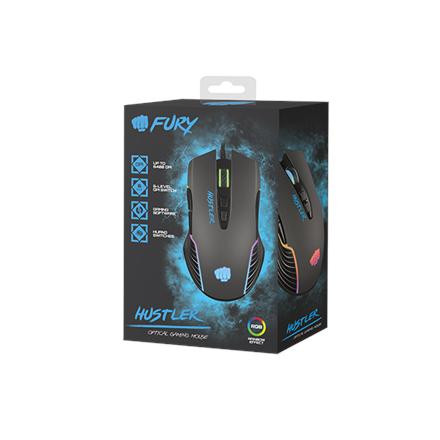 Fury Hustler optische muis, 6400 DPI, USB Type-A, zwart