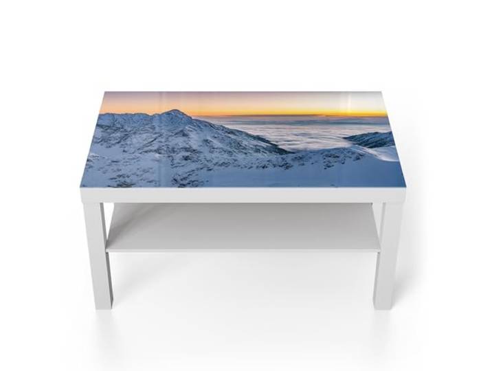 DEQORI Glastisch weiß groß 90x50 cm Motiv Tatraberge bei Morgenrot ausgefallener Beistelltisch aus Glas Hochglanz Couchtisch fürs Wohnzimmer moderner Couch Tisch mit Design