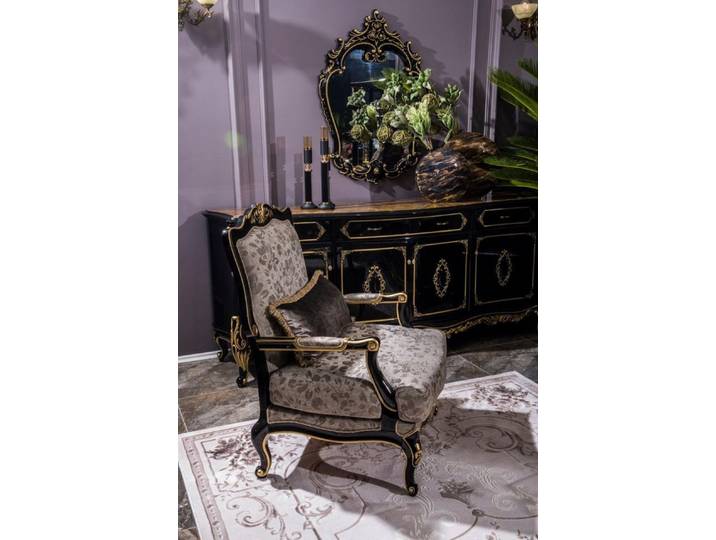 JVmoebel Sessel Eleganter Barock-Sessel in Grau mit gepolstertem Sitz (Sessel), Made in Europa
