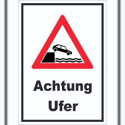 HB-Druck Achtung Ufer Aufkleber A5 (148x210mm)