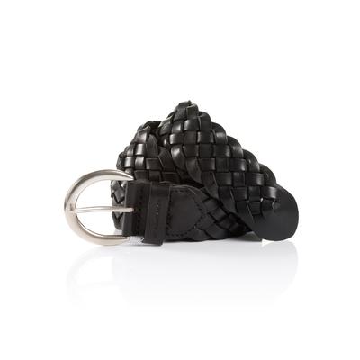 Flechtgürtel TOM TAILOR "TTLISA", Damen, Gr. 75, schwarz, Rindsleder, Gürtel, 4 cm breiter Damengürtel, Flechtledergürtel, modisches Must-Have