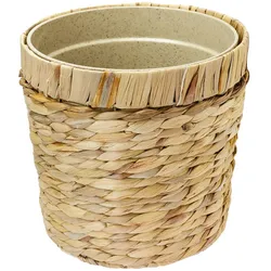Innovativer Blumentopf geflochten aus Wasserhyazinthe, mit Pflanztopf, Rund, HMF 37280, 25 cm Durchmesser