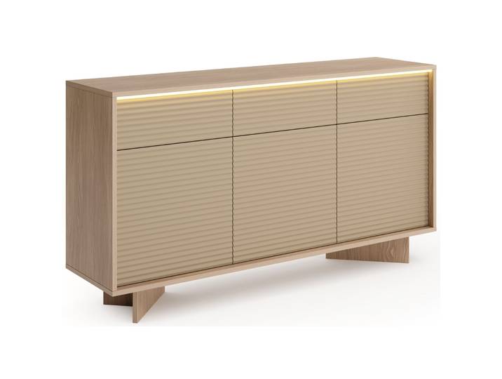 Drehtürenschrank Semi mit drei Schubladen und LED-Beleuchtung,