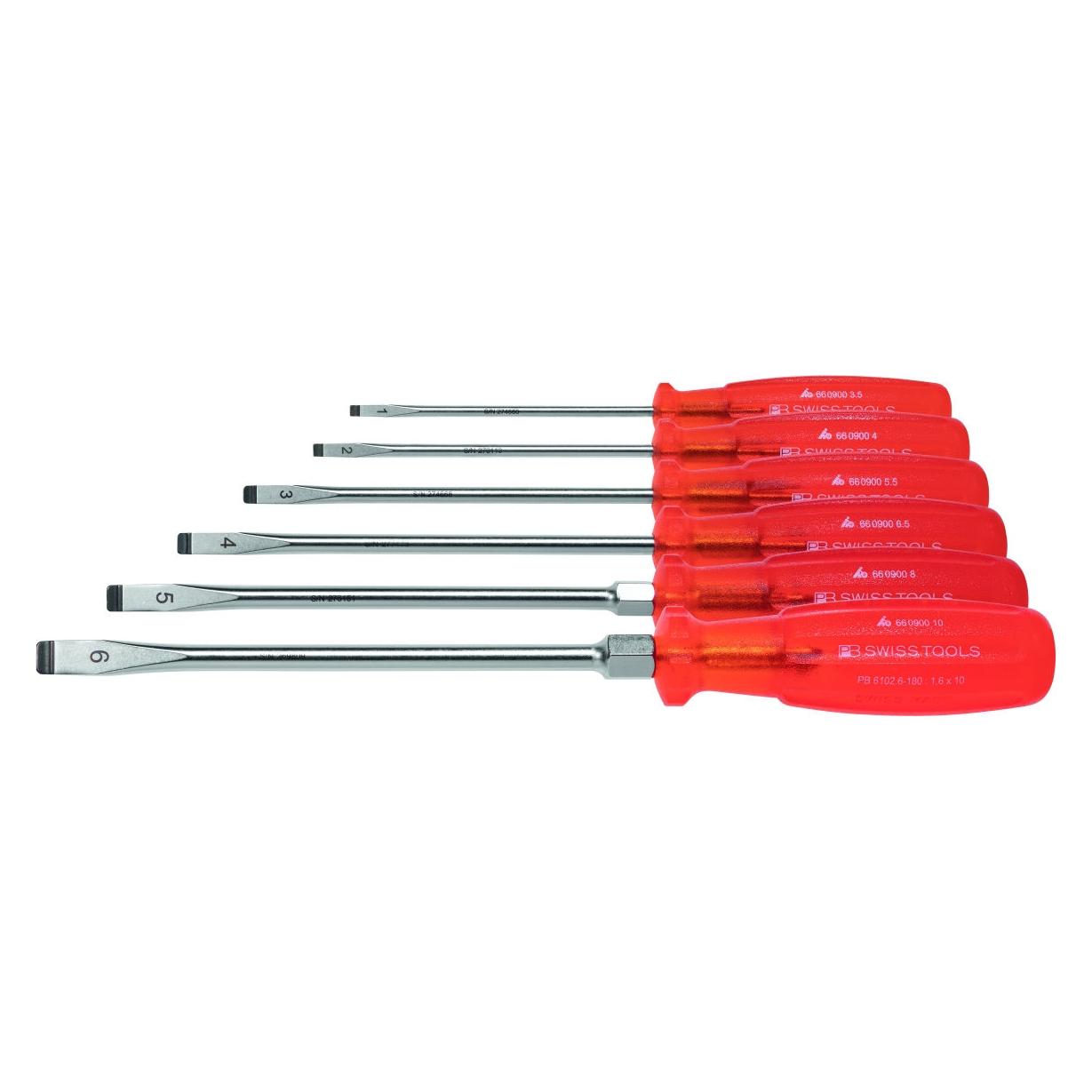 PB Swiss Tools Schraubendreher-Satz für Schlitz, mit "multicraft"-Kraftheft (Schlitz) (PB 1468)