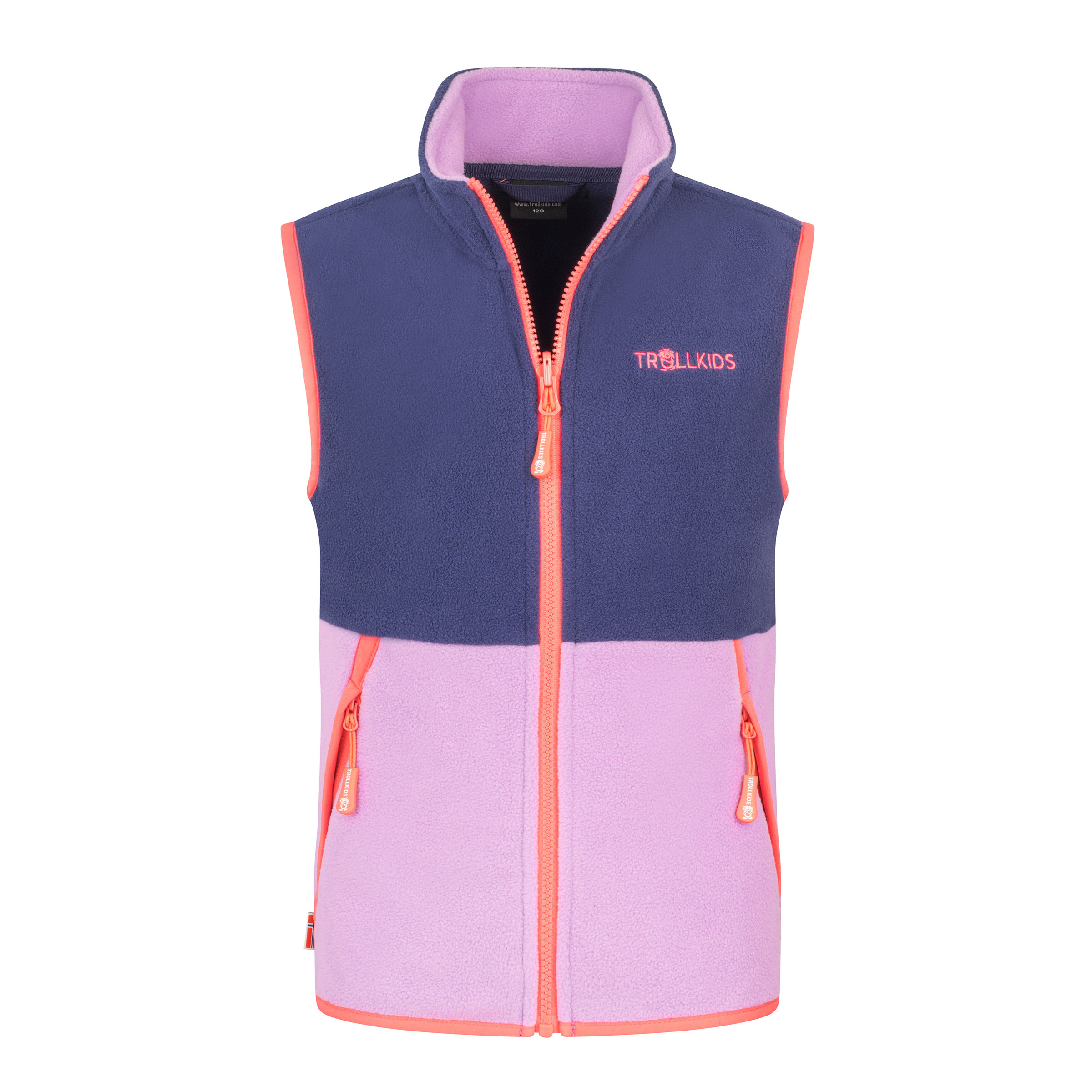 Trollkids Kjerag Weste Kinder Fleecewesten lila Größe 98 Trekking Elastisch