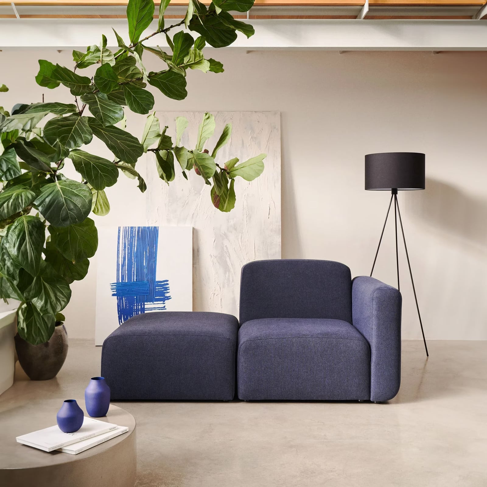 Kave Home Neom 1-zits bank met eindpaneel - Donkerblauw