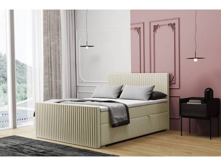 Friderik-EU Boxspringbett RISE Hohes Doppelbett Hotelbett mit zwei Bettkästen Kontinentalbett