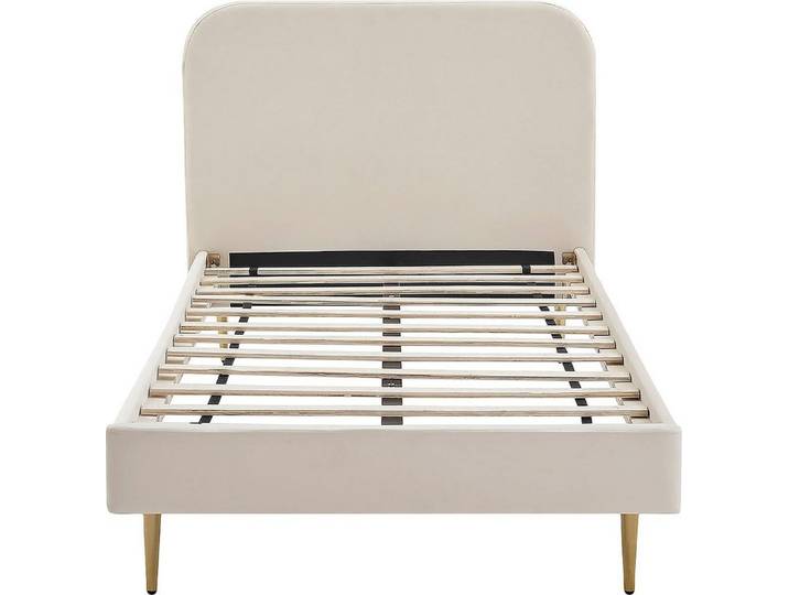 SalesFever Polsterbett Komfortables Bett für erholsamen Schlaf, Chrombeine in elegantem Goldton