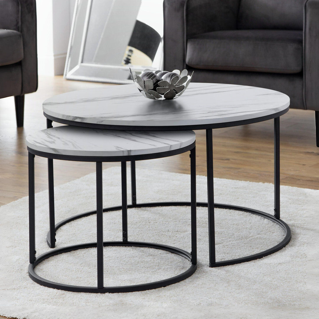 Mercury Amhurst Frame Coffee Table White Marble 80cm W X 80cm D