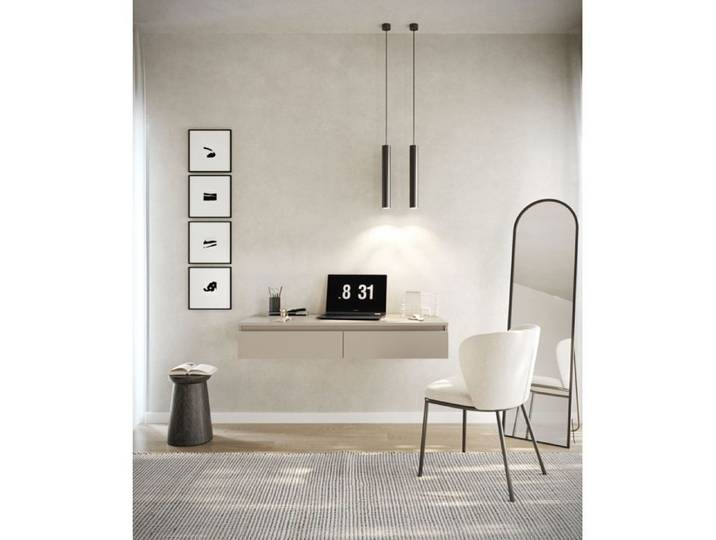 Coiffeuse bureau avec 2 tiroirs - BEMMI - 120 cm - grège