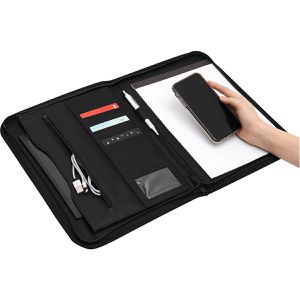 Böttcher-AG Schreibmappe Symposium, schwarz, Polyester / PVC, mit Reißverschluss, Tabletfach bis 12 Zoll & Block, A4