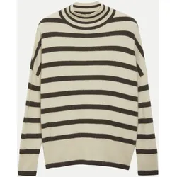 Gestreifter Wollpullover Beige S