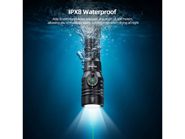 Wurkkos DL03 lampe de poche de plongée professionnelle 2800LM lumière de plongée Rechargeable IP68 lanterne sous-marine avec faisceau vert 21700 batterie