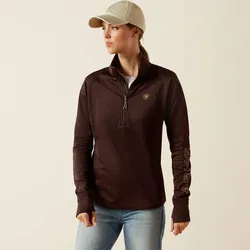 ARIAT Damen Team EQ 1/2 Zip Pullover java dunkelbraun , Größe: S