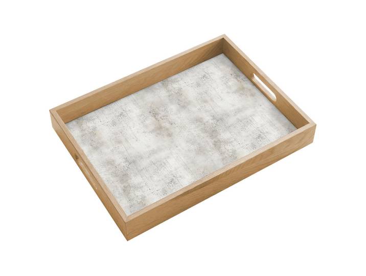 OnlyWow Tablett Grau - Beton - Verwittert 40x30 cm, Hellgrau, Holz, Echtholz,Eiche, Rechteckig, 40x5x5 cm, Geschirr, Tischkultur & Serviergeschirr, Tabletts