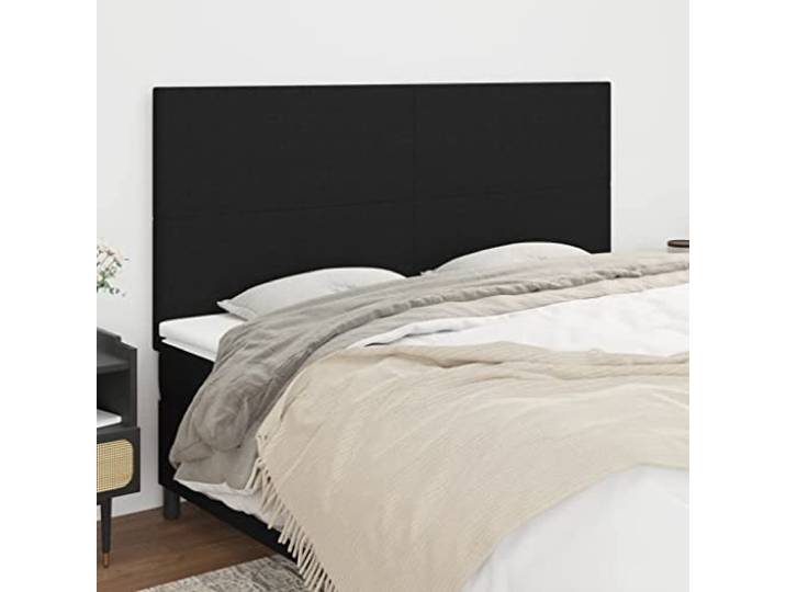 KTHLBRH Kopfteil 4-teilig, schwarz, aus klassischem Stoff, elegantes Design, höhenverstellbar, Beine aus massivem Lärchenholz, widerstandsfähiges Material, atmungsaktiv, Unterstützung