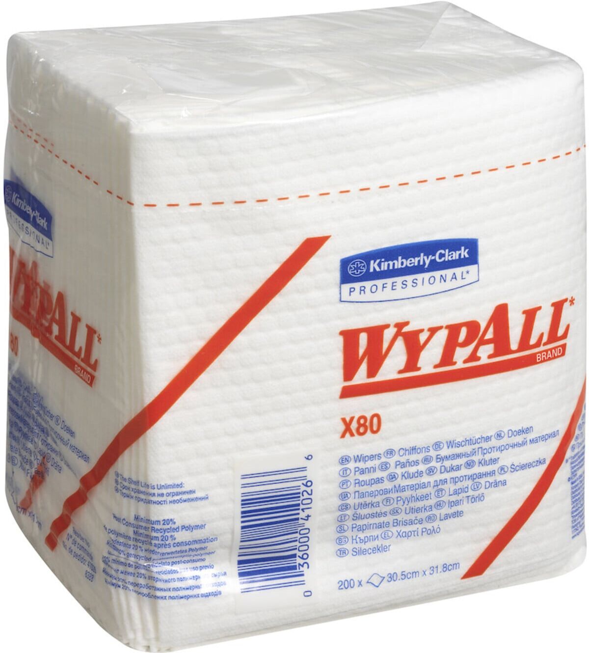 WYPALL X80 Wischtücher 31,5x33 weiß Krt. 4x50Tü. (8388)