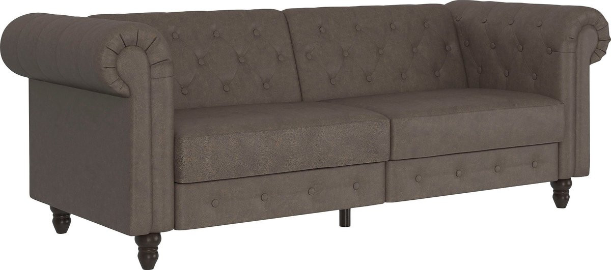 Notio Living Felix 3-Zits Slaapbank met Verstelbare Rugleuning - Bruin Microvezel - Breedte: 236 cm