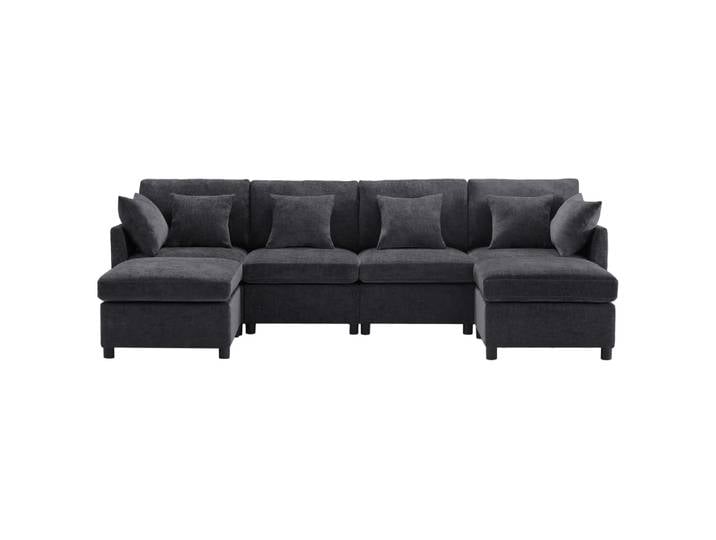 Canapé modulaire en chenille gris