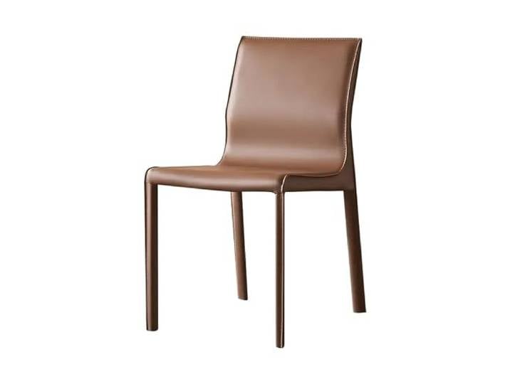 DIANXI Lounge-Sessel Italienischer minimalistischer Esszimmerstuhl aus Sattelleder, liegendes Restaurant, Lederstühle, skandinavischer Hotelstuhl, einfacher Stuhl