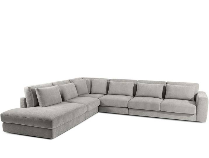 KONSIMO® Ecksofa VERUS edle Verarbeitung und Komfort, luxuriös, Premiumqualität aus EU, Maße: 377x84x116/328 cm, Traditionelles Design und Komfort, handgefertigt, Große Ecksofa in L-Form, Kissen regulieren die Tiefe