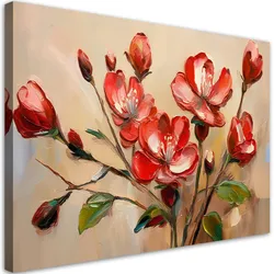 WANDBILD rot blühende blumenpflanzen
