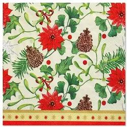 Papstar 600 Servietten, 3-lagig 1/4-Falz 33 cm x 33 cm Winterly