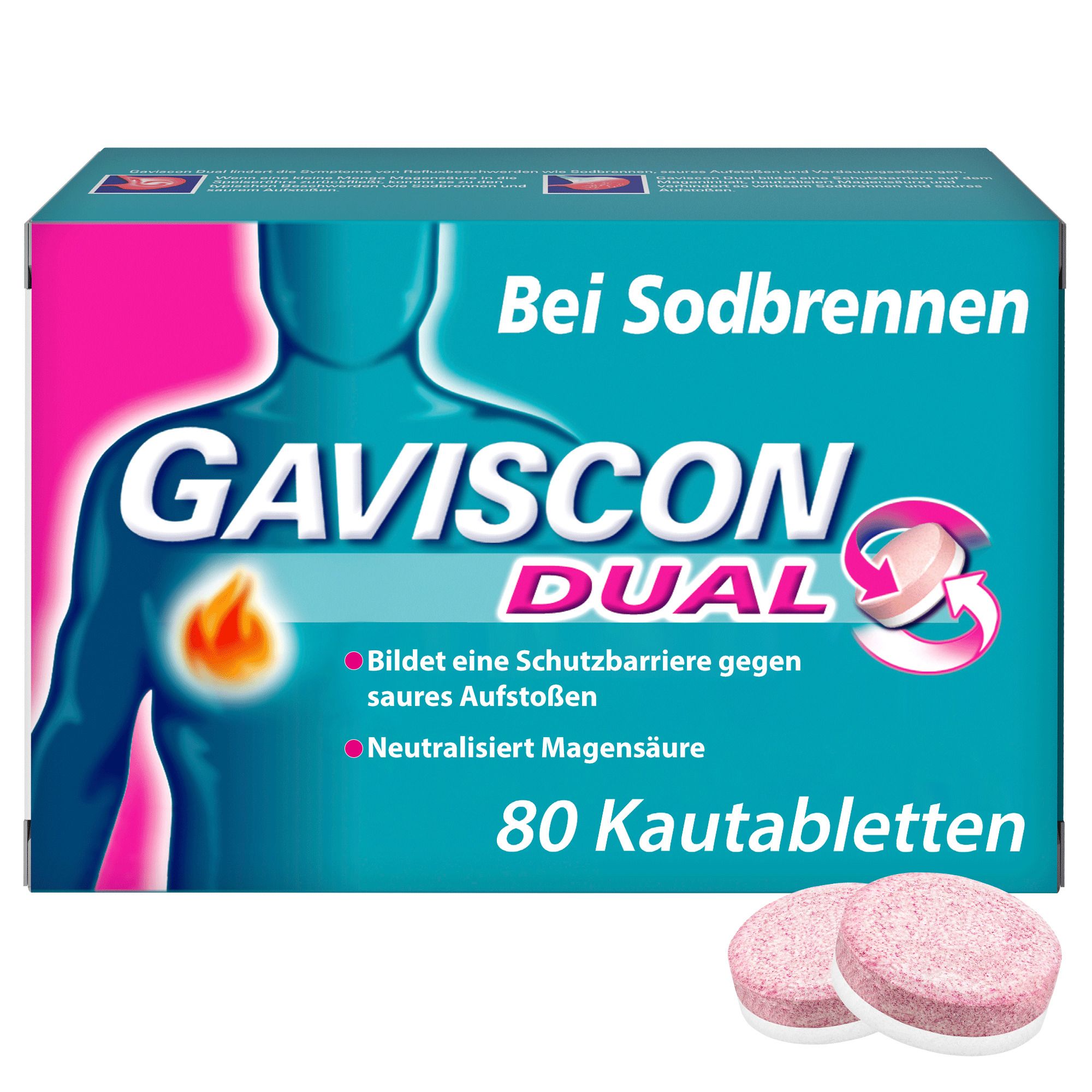 Gaviscon Dual 250mg/106,5mg/187,5mg Kautabletten 80 St