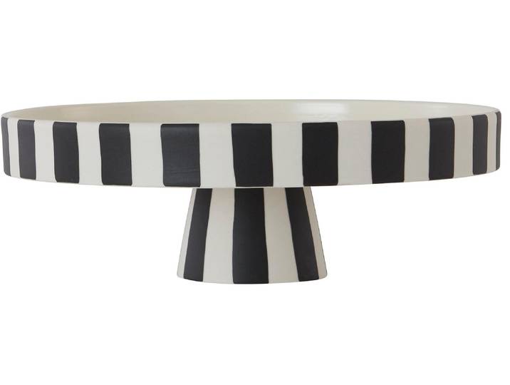 Dekoschale OYOY Toppu Tray , schwarz-weiss (schwarz, weiß), B:27cm H:9cm, Keramik, Dekoschalen, Dekoschale