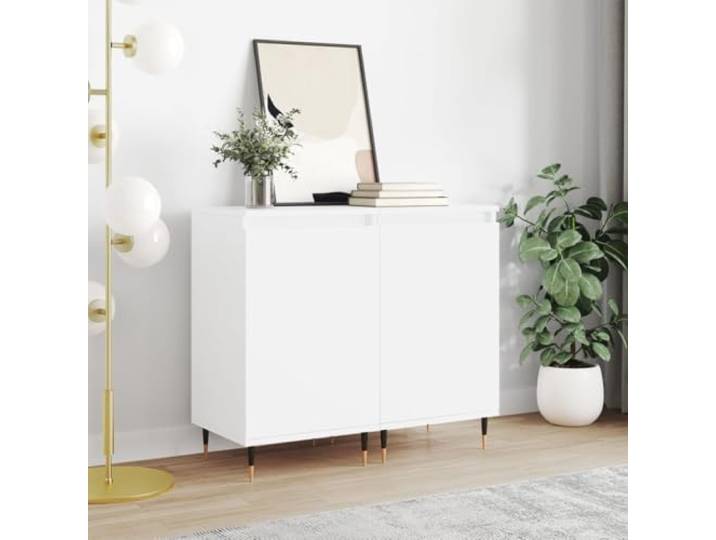 RJPLMFV Anrichte, 2-teilig, Weiß, 40 x 35 x 70 cm, aus Holz 2 Fächer, Füße aus Metall, TV-Schrank für Wohnzimmer, Aufbewahrung mit Tür