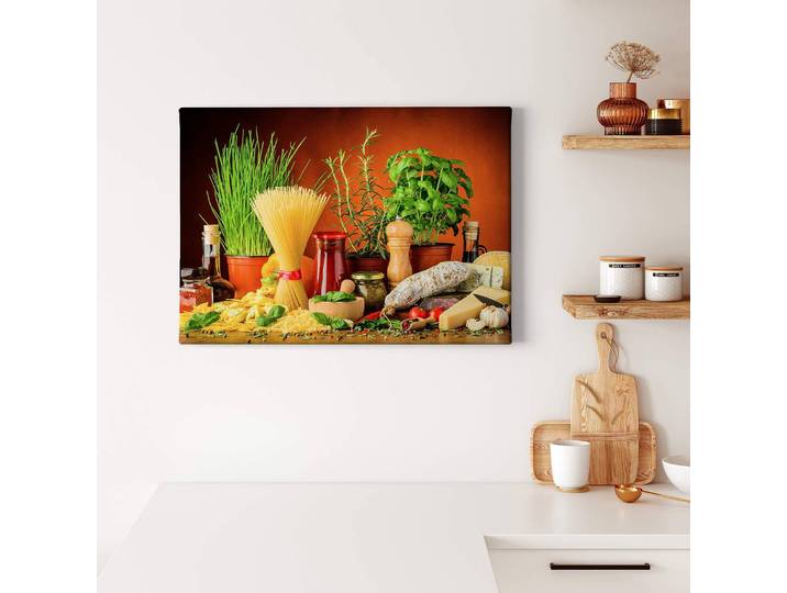 Impression sur toile Italian Cooking Polyester PVC / Épicéa Orange 70 x 50cm