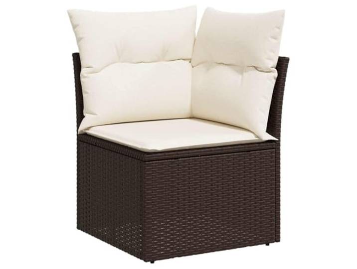 Ecksofa Modul aus Polyrattan mit Kissen, Braun, Stahlrahmen Eckmodul, Polyrattan braun, Kissen mit Bezug, Stahlrahmen, Terrasse und Garten