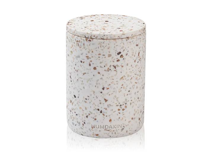 Humdakin - Terrazzo Aufbewahrung mit Deckel, Lucca, Ø 10 x 14 cm, rot / beige