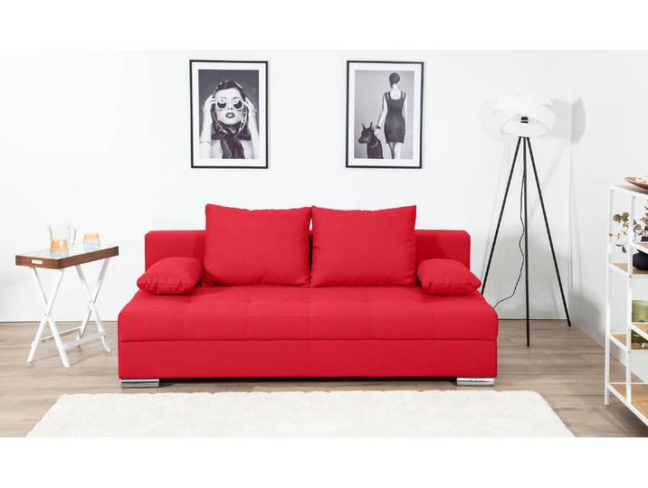Schlafsofa COLLECTION AB Tania, B: 194 cm, Liegefl. 140x194 cm, Federkern , rot, B:194cm H:70cm T:90cm, 100%Polyester, Sofas, Schlafsofa, Schlafcouch mit Gästebett inklusive Rückenkissen