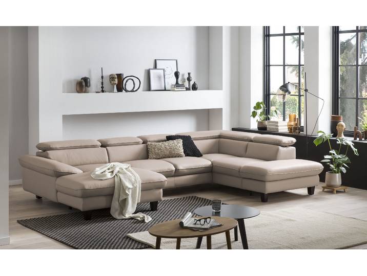 Wohnlandschaft GOODPRODUCT Pilot U-Form , beige (sandfarben), B:331cm T:108cm, Sofas, Wohnlandschaft, mit Kopfteilverstellung, wahlweise mit Schlaffunktion & Bettkasten