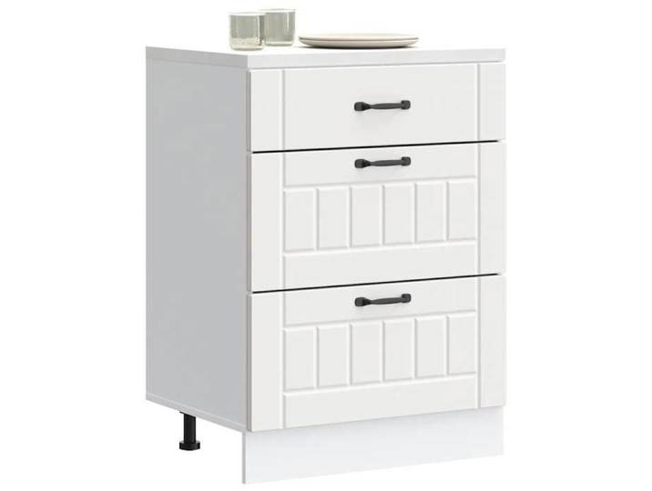 Armoire de cuisine Lucca blanc bois d'ingénierie meuble d'évier meuble de cuisine avec tiroir meuble de cuisine à 854269