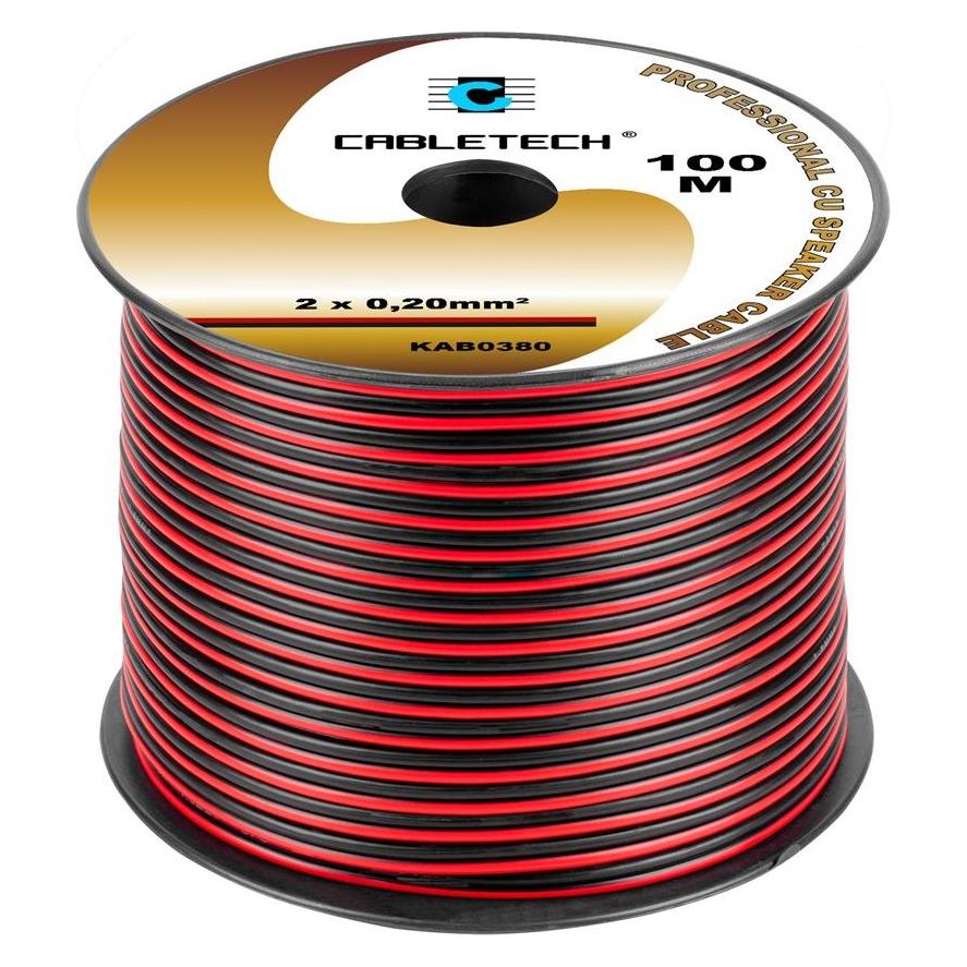 Cabletech Kabel für Lautsprecher 2x0,2mm² schwarz/rot (Kupfer) (KAB0380)