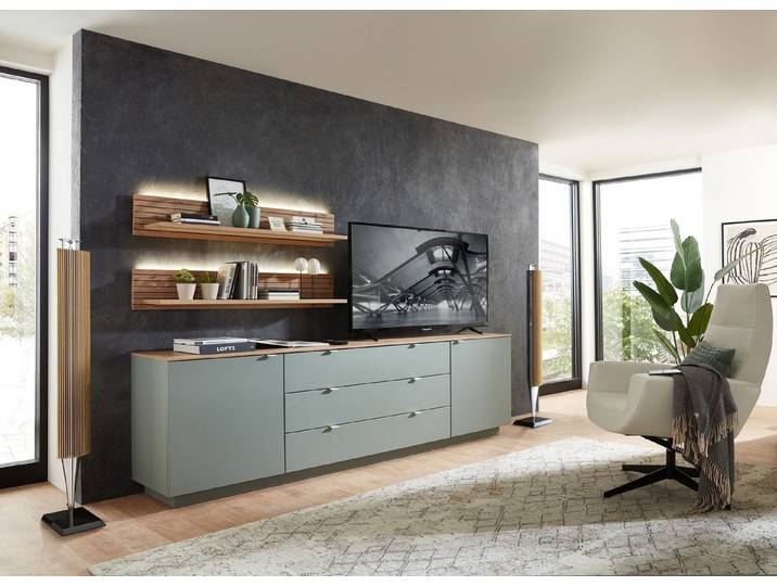 Innostyle Wohnwand (3-teilig) in schilf matt / Artisan Dekor - 240x77x44 (BxHxT), (3-teilig)