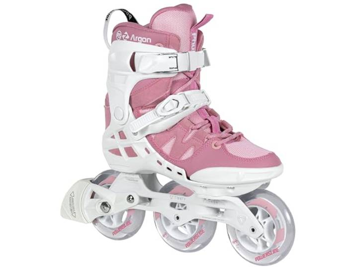 Powerslide Inline Skate Phuzion Argon Rose 100 Triskate - Inline-Skate mit 3 Rollen in weiß-pink für Damen - Inliner für Freizeit und Sport