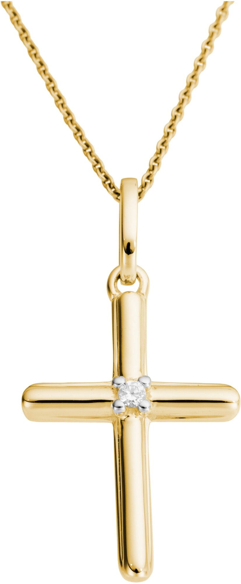Kettenanhänger FIRETTI "Schmuck Geschenk Gold 333 Halsschmuck Anhänger Kreuz", gold (gelbgoldfarben, weißgoldfarben, w = weiß), Schmuckanhänger, Damen, 0,01 P2 = erkennbare Einschlüsse, Diamanten Gelbgold 333, 0,53 g, Diamanten, Gelbgold 333, Kettenanhäng