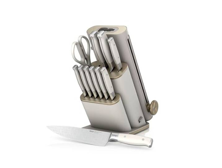 Ninja StaySharp Messerblock, 13-teilig, abnehmbarer Schärfer, Steingold NK32013EUUKSD1