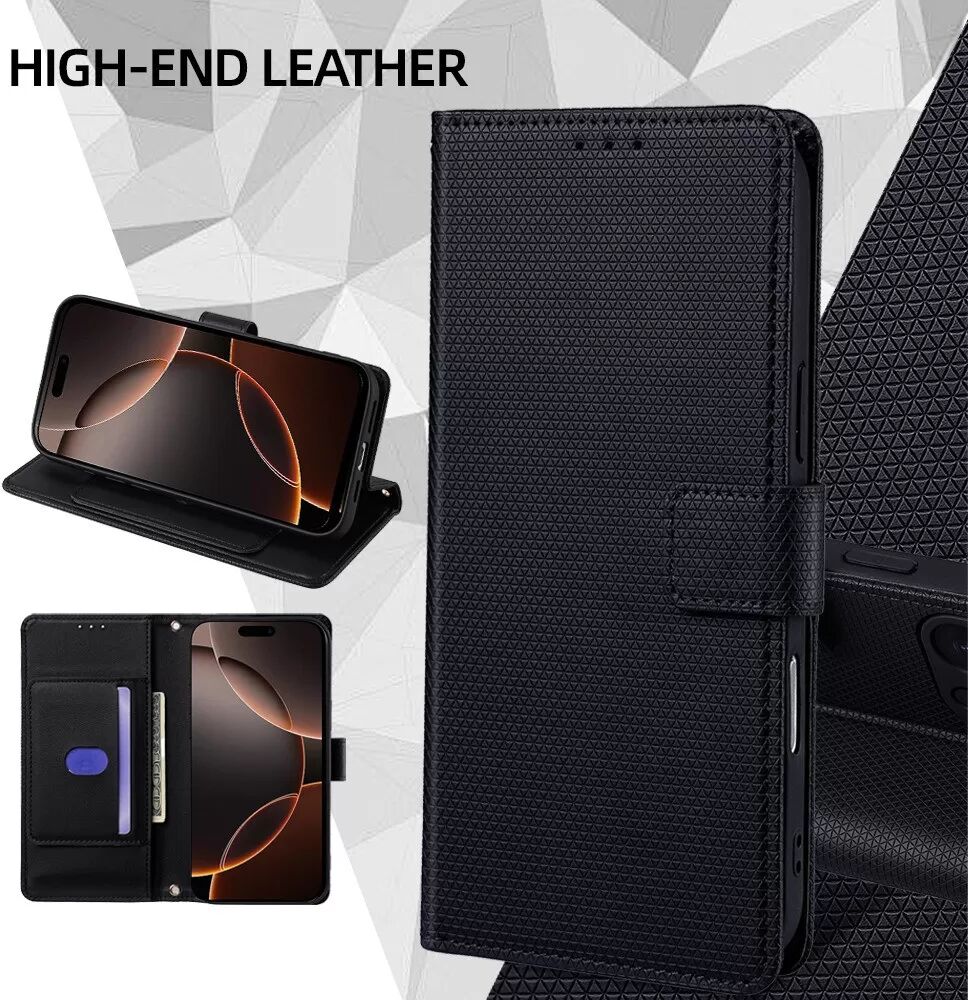 INF Schwarze Leder Flip Handyhülle mit Kartenfach & Ständer für Kompatibel mit iPhone 16e