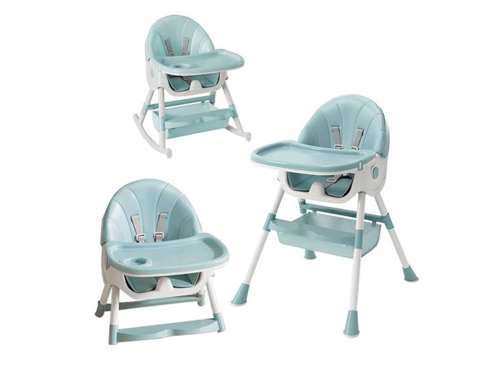 Chaise haute bébé, chaise haute enfant avec transat bébé, chaise haute bébé réglable et pliable avec plateau repas et roulettes