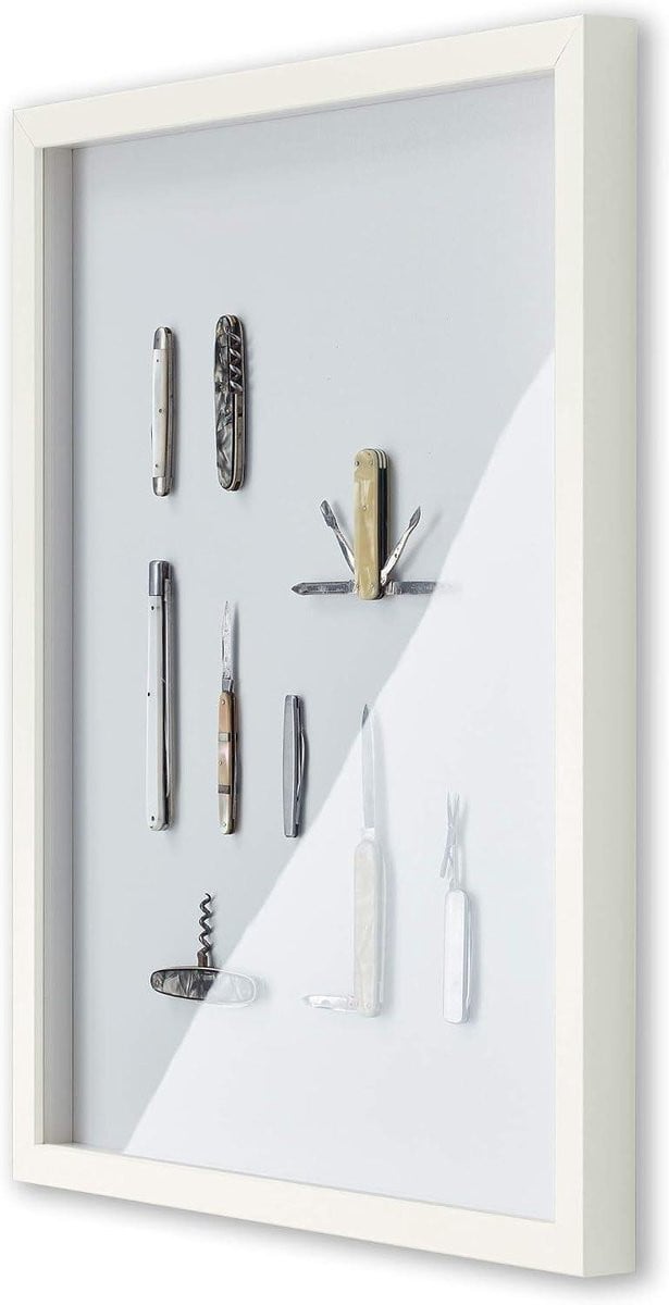 Objectlijst Hout 3D Fotolijst Displaydoos Mat Wit B/D/H: 60 x 70 cm