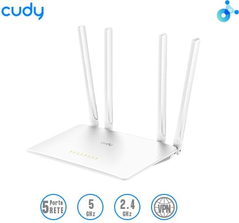 Cudy WR1200 Router Wi-Fi 5,Dual-Band fino a 867 Mbps+300 Mbps, gestibile con App cloud