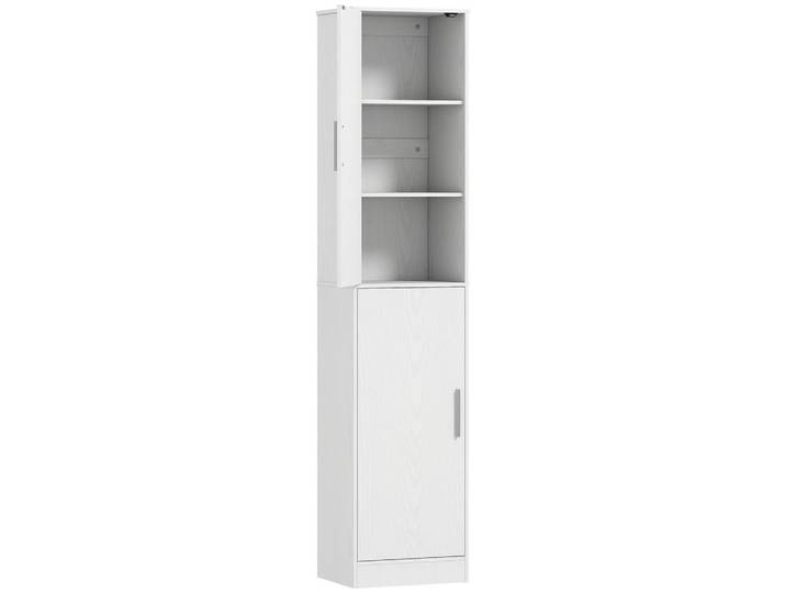 Homcom Badezimmerschrank Badschrank Hochschrank schmal mit 2 Türen Verstellbare Regale, Weiß, Karton, 35x180x40 cm, Badezimmer, Badmöbel, Hochschränke