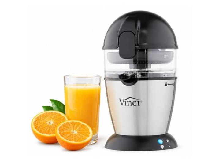 PkeluoziVinci Housewares Vinci Elektrische Zitruspresse Spritzfreier, vollständig geschlossener Entsafter, feines/grobes Fruchtfleischfilter, 340 ml Schüssel