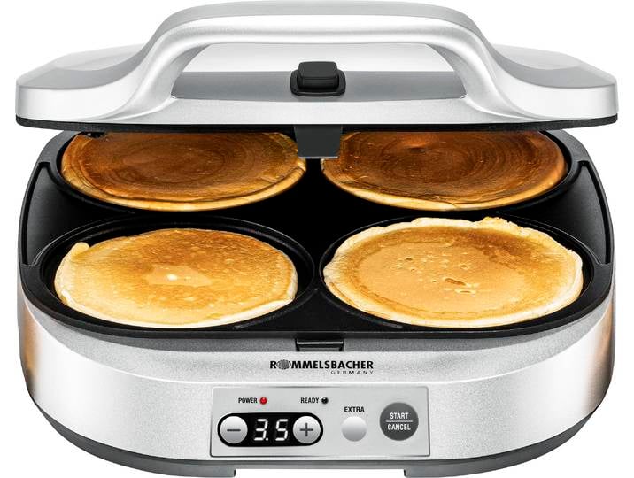 ROMMELSBACHER Waffeleisen PC 1800 Pancakemaker für süße oder würzige Pancakes , silber, B:36,5cm H:13cm T:31,5cm, Waffeleisen, Waffeleisen